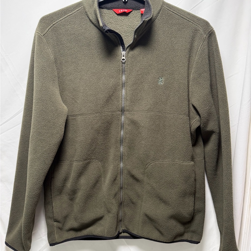 Izod Men's Olive Green Zip-Up Sweater